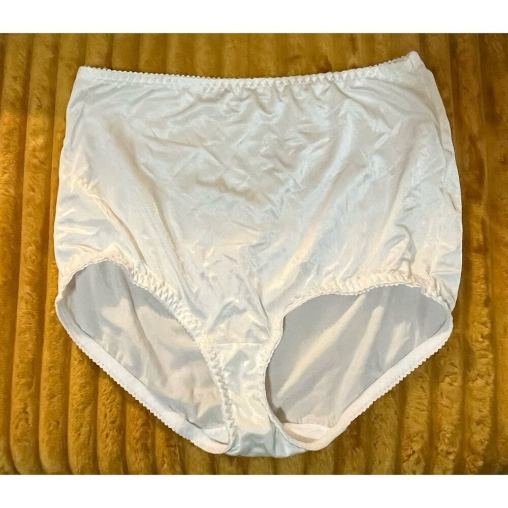 Vintage White Vanity Fair 2XL/9 Satin Sexy Lingerie Granny Panties 40301